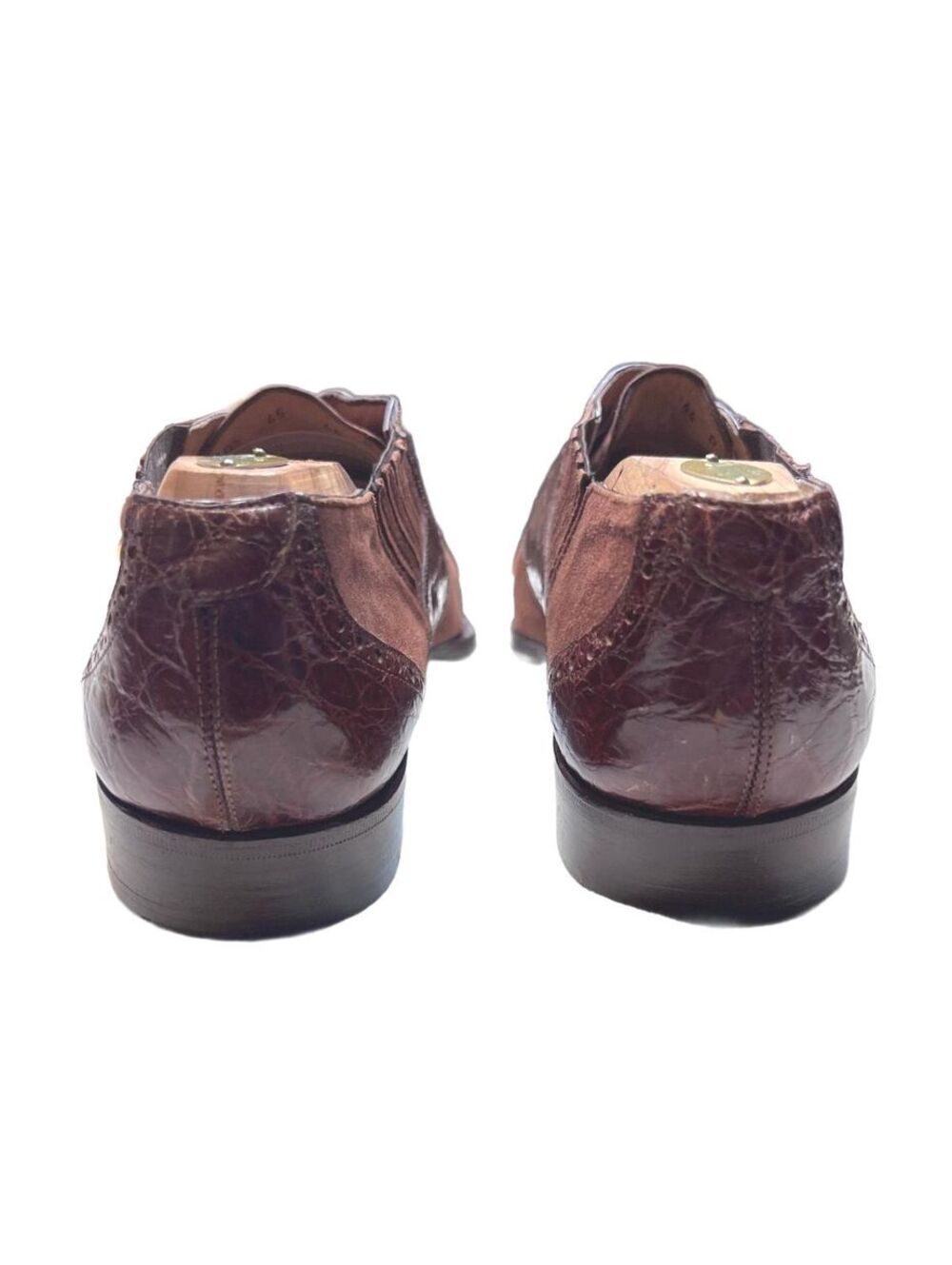 David Eden Italian Suede & Alligator Single Strap Monk Shoes Y2K Men Size 10 - Picture 5 of 9